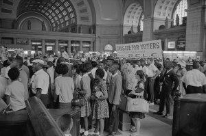 Protesters in Washington Union Station's Interior
